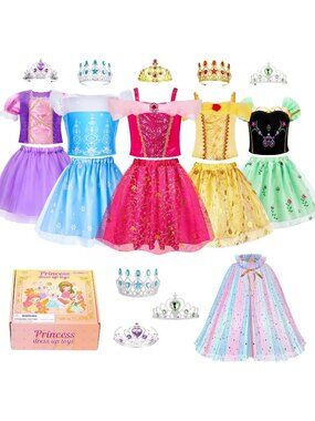 Princess Dress Up Trunk 16PCS Costume Set for Girls Birthday Gift - Red